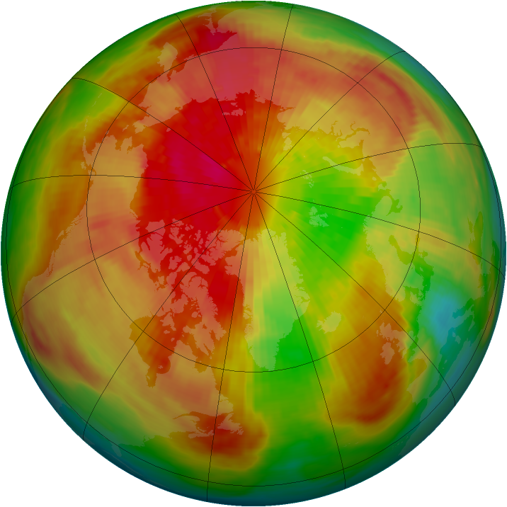 Arctic ozone map for 21 March 1991